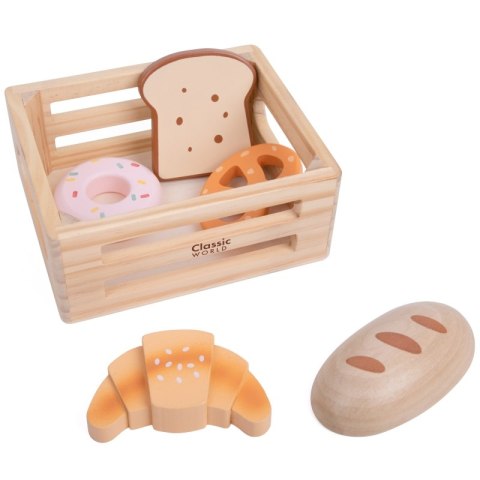 CLASSIC WORLD Zestaw Drewnianych Wypieków w Koszyku 6 el.