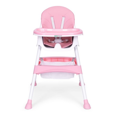 Fotelik krzesełko do karmienia dzieci tacka kosz 5 punktowe pasy różo