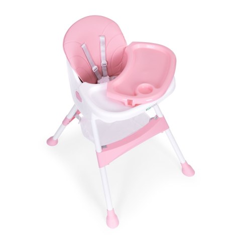 Fotelik krzesełko do karmienia dzieci tacka kosz 5 punktowe pasy różo