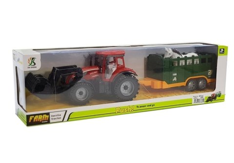 Traktor z Przyczepką i Koniem Czerwony