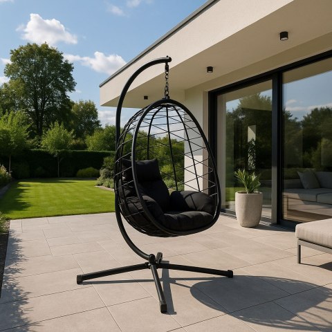 Fotel Kokon wiszący wolnostojący bujany ogrodowy do 120 kg + poduszki MultiGarden