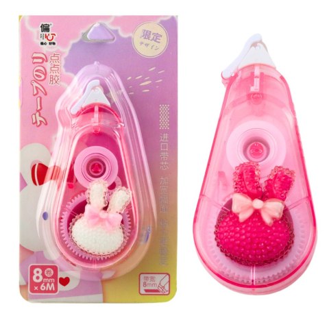 Korektor W Taśmie Myszka Szkolny Biurowy Ozdobny Zajączek Różowy 8mm x 6m