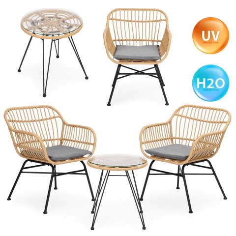 Zestaw mebli ogrodowych z technorattanu krzesła stolik + poduszki MultiGarden