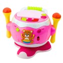 Bębenek Dla Dzieci Muzyczny Interaktywny Światła Dźwięki Różowy