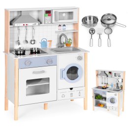 Drewniana kuchnia dla dzieci dźwięki LED piekarnik pralka akcesoria