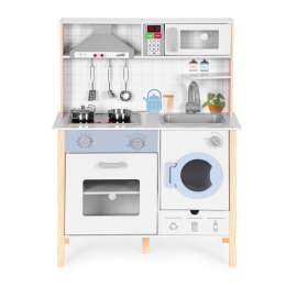 Drewniana kuchnia dla dzieci dźwięki LED piekarnik pralka akcesoria
