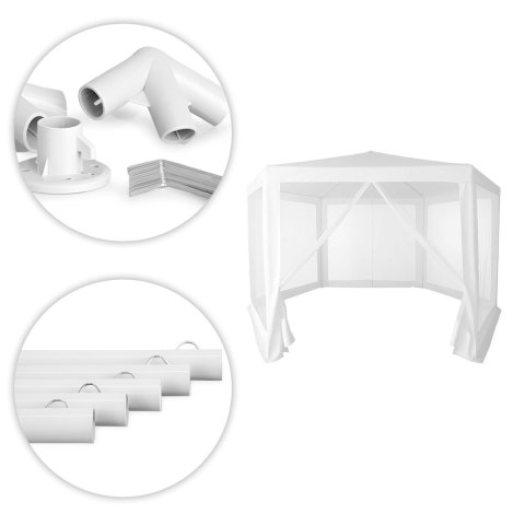 Namiot pawilon ogrodowy handlowy 2x2x2 m z moskitierą biały MultiGarden