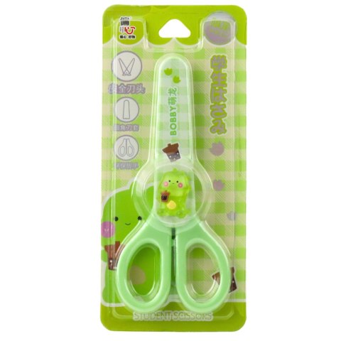 Nożyczki Szkolne Dla Dzieci Z Osłonką Oburęczne Zielone 14cm