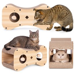 Drapak tekturowy dla kota budka domek kartonowy legowisko z