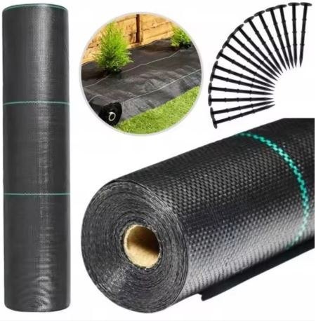 Agrotkanina czarna 1,1x100m UV 135g antychwastowa agrowłóknina + kotwy