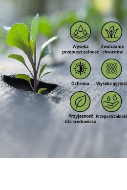 Agrotkanina czarna 1,1x100m UV 135g antychwastowa agrowłóknina + kotwy