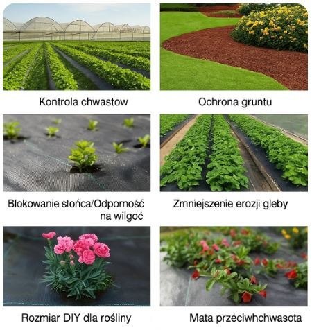 Agrotkanina czarna 1,1x100m UV 135g antychwastowa agrowłóknina + kotwy