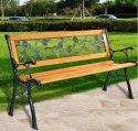 ŁAWKA OGRODOWA DREWNIANA METALOWA ŁAWECZKA PARKOWA CMENTARNA Z OPARCIEM