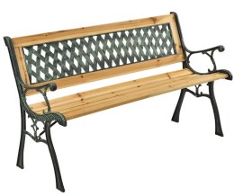 ŁAWKA OGRODOWA DREWNIANA METALOWA ŁAWECZKA PARKOWA CMENTARNA Z OPARCIEM