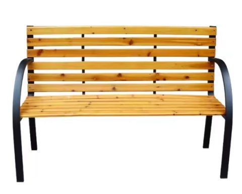 ŁAWKA OGRODOWA DREWNIANA METALOWA ŁAWECZKA PARKOWA CMENTARNA Z OPARCIEM