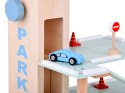 Piętrowy parking drewniany WINDA zjazdy autka znaki duży zestaw ZA5615