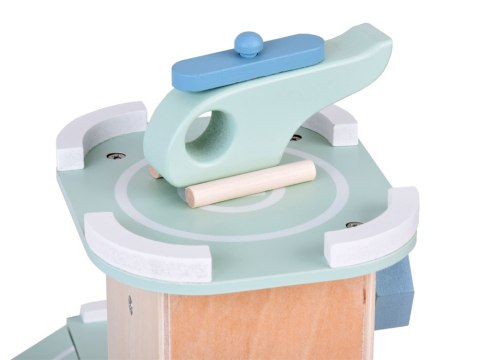 Piętrowy parking drewniany WINDA zjazdy autka znaki duży zestaw ZA5615