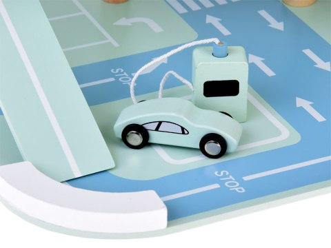 Piętrowy parking drewniany WINDA zjazdy autka znaki duży zestaw ZA5615