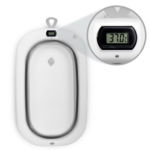 Wanienka składana dla dzieci, niemowląt z termometrem i wkładką Ricokids RK-287 biało-szara