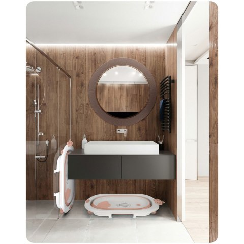 Wanienka składana dla dzieci, niemowląt z wkładką Ricokids RK-286 biało-różowa