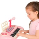 Keyboard dla dzieci pianinko interaktywne organki 37 klawiszy mikrofon statyw różowe