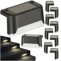 Lampa solarna schodowa ogrodowa zewnętrzna LED na schody czujnik zmierzchu 8 sztuk