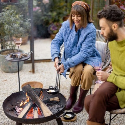 Palenisko ogrodowe na ognisko z uchwytami i trójnogiem, duże XXL!