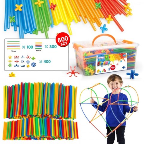 WOOPIE Klocki Konstrukcyjne Kolorowe Słomki 800 el.