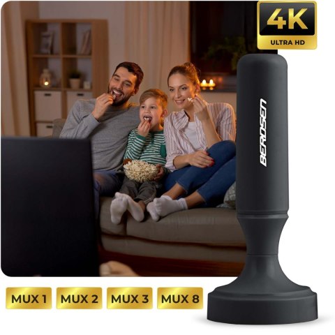 Antena wewnętrzna 360 stopni TV ultra HD 4K Berdsen BD-956 czarna