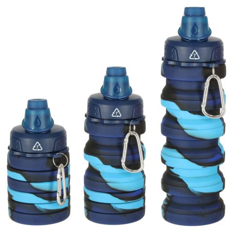 Butelka na wodę bidon silikonowy składany z uchwytem sportowy 500ml niebieski