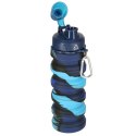 Butelka na wodę bidon silikonowy składany z uchwytem sportowy 500ml niebieski
