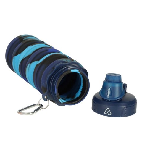 Butelka na wodę bidon silikonowy składany z uchwytem sportowy 500ml niebieski