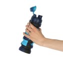 Butelka na wodę bidon silikonowy składany z uchwytem sportowy 500ml niebieski