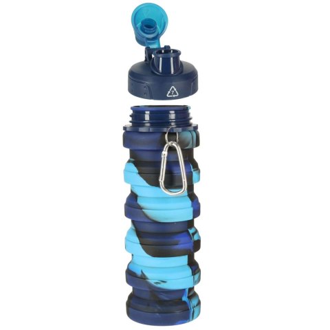 Butelka na wodę bidon silikonowy składany z uchwytem sportowy 500ml niebieski