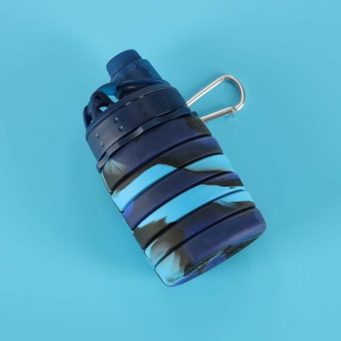 Butelka na wodę bidon silikonowy składany z uchwytem sportowy 500ml niebieski