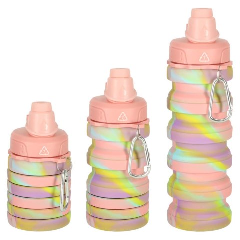 Butelka na wodę bidon silikonowy składany z uchwytem sportowy 500ml tęczowy