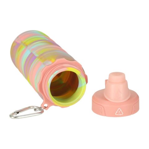 Butelka na wodę bidon silikonowy składany z uchwytem sportowy 500ml tęczowy