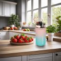 Butelka na wodę bidon ze słomką uchwytem sportowy 600ml różowo-niebieski