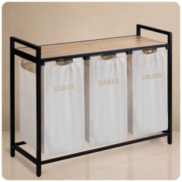 Kosz na pranie bieliznę trzykomorowy na stelażu 120 l Massido