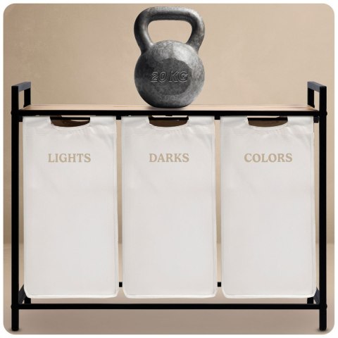 Kosz na pranie bieliznę trzykomorowy na stelażu 120 l Massido