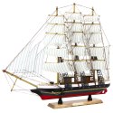 Model Kolekcjonerski Dekoracyjny Statek Żaglowiec Trójmasztowy Biały 53x45cm