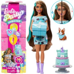 Mattel Barbie Party Unboxed lalka z serii: Urodziny + pies corgi