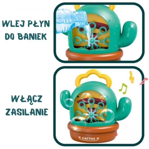 WOOPIE Kaktusowa Elektryczna Maszyna Do Bąbelków Efekty Dźwiękowe i Świetlne