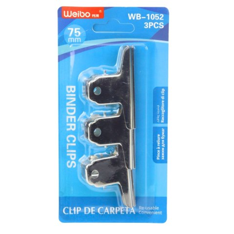 Zestaw Metalowych Klipsów Spinaczy Biurowych 3szt 75mm