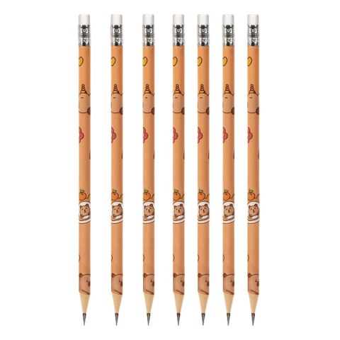 Zestaw Ołówki Grafitowe HB Z Gumką Kapibara W Tubie 30szt.