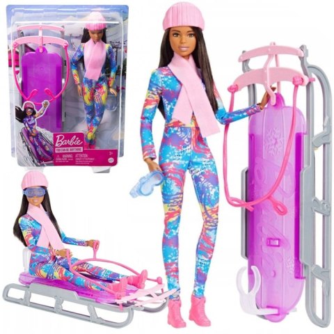 Mattel Barbie You Can Be Anything lalka ZIMOWA + sanki ZA6033