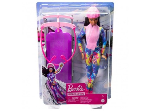 Mattel Barbie You Can Be Anything lalka ZIMOWA + sanki ZA6033