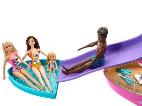 Mattel Barbie Motorówka dla lalek z TRANSFORMACJA WNĘTRZ + akcesoria