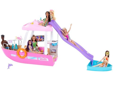 Mattel Barbie Motorówka dla lalek z TRANSFORMACJA WNĘTRZ + akcesoria