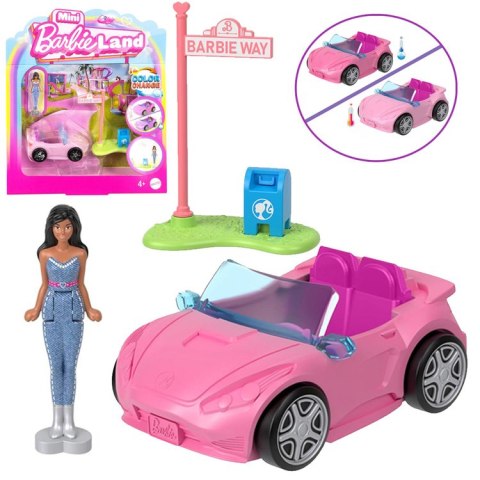 Mattel Mini Barbie Land Lalka kierowca pojazdu + autko kabriolet F